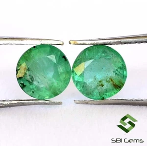 Certified Natural Emerald Round Cut Pair 6.50 mm 1.89 CTS Unheated Loose Gems - Picture 1 of 4
