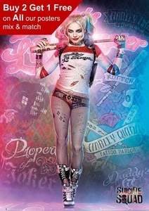 Harley Quinn Suicide Squad Movie Poster Print A5 A4 A3 A2 A1 - Picture 1 of 3