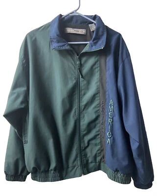 Perry Ellis American Jacket Mens XL Green Blue Windbreaker Full Zip Outdoors - Image 1 of 4
