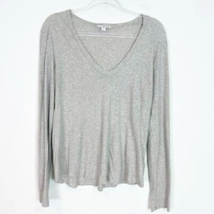 JAMES PERSE HEATHER GRAY LONG SLEEVE V-NECK GRAY T-SHIRT WOMENS SZ 2/MEDIUM - Picture 1 of 4
