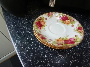 ROYAL ALBERT OLD COUNTRY ROSES SAUCERS X 3 - Picture 1 of 2