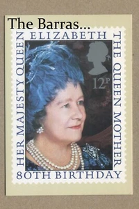 CUMPLEAÑOS 80 DE REINA MADRE por artista, Jeffrey Matthews Reino Unido correo real, postal - Imagen 1 de 2
