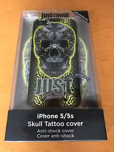 JUST CAVALLI - CUSTODIA COVER ANTISHOCK SKULL TATTOO per IPHONE 5 / 5S - NUOVO - Foto 1 di 2