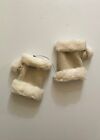 surell Childrens Faux Shearling Fingerless Mittens- Kids Gloves- Beige and White