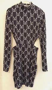 Vestido SHEIN Talla M Mini Recorte Bodycon Estampado Cuello Tortuga Manga Larga Nuevo con Etiquetas - Imagen 1 de 9