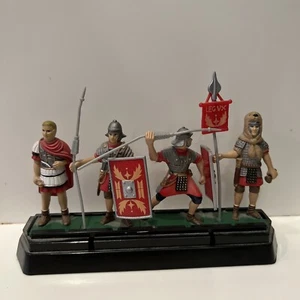 Blue Box Metal Red Roman Soldiers   w/ Stand Holder - Picture 1 of 4