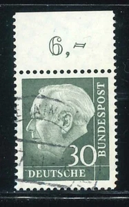 Alemania Heuss lumogen Mi-Nr. 259y borde superior sellado - probado D. Schlegel BPP - Imagen 1 de 2