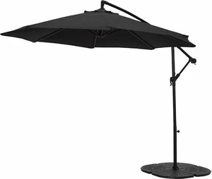 Home 2.5m Overhanging Garden Parasol - Black | Outdoor Patio Sun Shade Umbrella - Picture 1 of 3