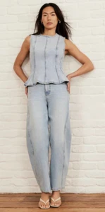 Mint Velvet Light Indigo Barrel Leg Jeans - BNWT - UK 12R / EU 40R / US 8R - £99 - Picture 1 of 15