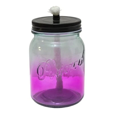 Nuevo tarro de albañil de vidrio antorcha decoración de mesa exterior patio luz lámpara púrpura hombre Foto 1 de 4