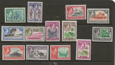 Br SOLOMON ISLES (6-633) 1939 SG60-72 PICTORIAL FULL SET OF 13 MM SOME UMM Cover
