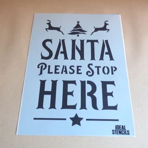 Santa Stop Here Plantilla Pintura Navidad Madera Cajas Signos Ventana Decoración - Imagen 1 de 7