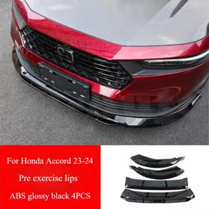 Front Bumper Lip Splitter Spoiler Black 4Pcs For 11TH Gen Honda Accord 2023-2024 - Picture 1 of 5