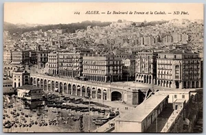 Vtg Alger Le Boulevard de France et la Casbah Algiers Algeria Postcard - Picture 1 of 2