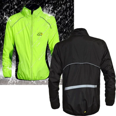 Cycling Jacket Fluorescent Green Jacket Road MTB Bike Quick Dry Rain Wind Coat - Image 1 of 4