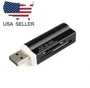 USB 2.0 All in One Memory Card Reader For MICRO-SD SD TF SDHC M2 MMC - BLACK - Picture 1 of 8
