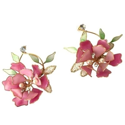 Pendientes de flores secas de resina hechos a mano en capas para mujer Foto 1 de 4