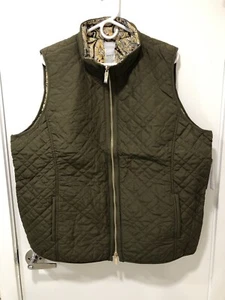 NWT CHICO’S Women’s Reversible Quilted Vest Olive GreenPaisley Plus Size 4 20/22 - Picture 1 of 5