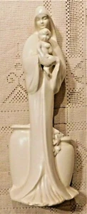 VINTAGE MITTE DES 20. JAHRHUNDERTS WEISS GLASIERTES PORZELLAN MARIA & BABY JESUS ÜBERTOPF - 11" - Bild 1 von 5