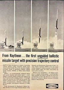 Raytheon Unguided Ballistic Missile Target Bedford MA Vintage Print Ad 1966 - Picture 1 of 6
