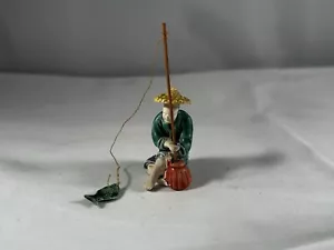 Vintage Chinese Mud Man Fisherman Hand Painted - Picture 1 of 4