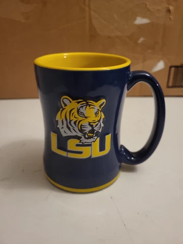 LSU Tigers Coffee Mug  Tiger/LSU Embossed Purple/Yellow Cup NCAA  Burrow SEC Cover