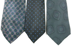 Corbata Dandy Harrods Pacc 3 Corbatas de Seda Negra Gris Azul Verde Puntos Floral Retro - Imagen 1 de 12