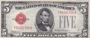KAPPYSCOINS WC190 1928C $5.00 RED SEAL UNITED STATES NOTE A NICE EF XF - Picture 1 of 2