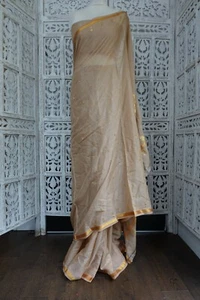 Beige cotton silk brand new vintage sari saree Indian incl blouse pc SKU18126 - Picture 1 of 10