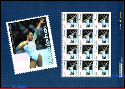 24-62 BRASIL 2024 REBECA ANDRADE, MEDALHA DE OURO OLÍMPICA, SOLO, FOLHA SEM MARCA DE CHARNEIRA - Imagem 1 de 3