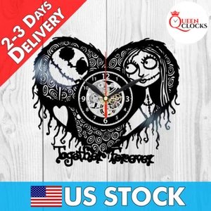Sally Jack Nightmare Before Christmas Herz Vinyl Schallplatte Wanduhren Deko Geschenke - Bild 1 von 5