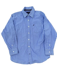 Nautica shirt striped boy size 10 years blue white Cotton school A000177 - Picture 1 of 8