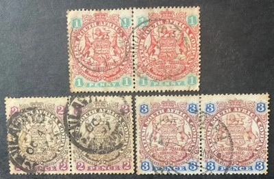 Rodesia 1895-97 3 x pares de sellos vfu Foto 1 de 2