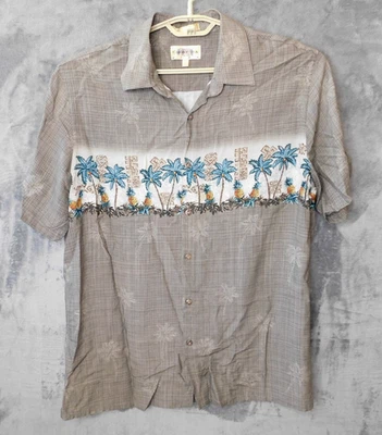 Campia Moda Shirt Men's L Hawaiian Pineapples Palm Trees Tropical Aloha Camp - Image 1 of 4