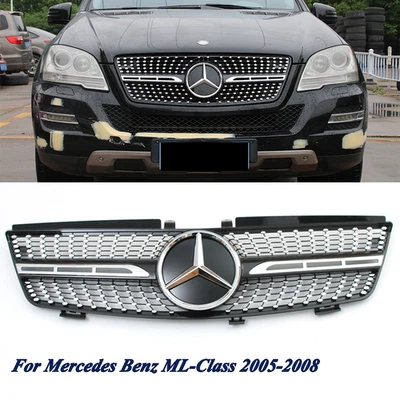 Front Grille W/Emblem Grill For Mercedes Benz W164 2005-2008 ML320 ML350 ML500 - Image 1 of 4