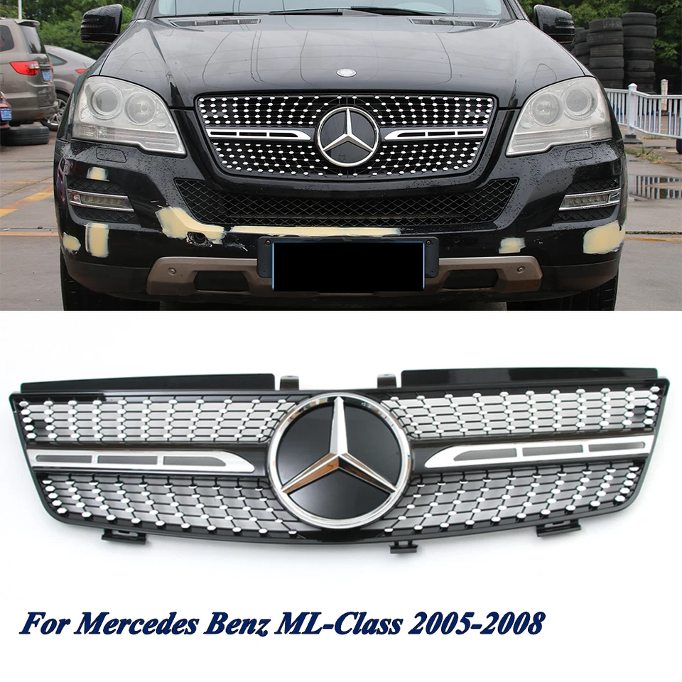 Front Grille W/Emblem Grill For Mercedes Benz W164 2005-2008 ML320 ML350 ML500 - Image 1 of 4