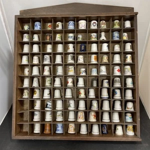 Thimble Collection Lot of 97 w/Wooden Case Pre-Owned - Picture 1 of 19