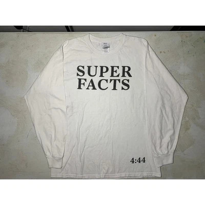 Jay-Z 4:44 Tour Long Sleeve T-Shirt Super Facts Graphic Print Large - Image 1 of 4