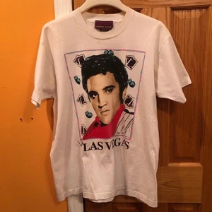 Elvis Presley '89 Viva Las Vegas Vintage Men’s T Shirt Single Stitch White Sz XL - Picture 1 of 13