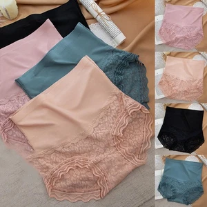 Hohe Taille Eis Seide Spitze Unterwäsche Frauen weich dehnbar Nylon Spandex Stoff - Bild 1 von 18