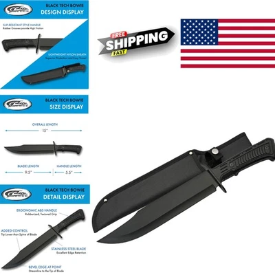 4 Fixed Blade Camping Knife 15 Inch Durable Stainless Steel with Non Slip Handle - Image 1 of 4