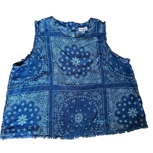 For The Republic Damen ärmellos zu roher Saum Knopfleiste hinten Denim Look 3X - Bild 1 von 10
