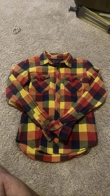 Fox Racing Men's Red Yellow Plaid Flannel Shirt Small - Image 1 of 4