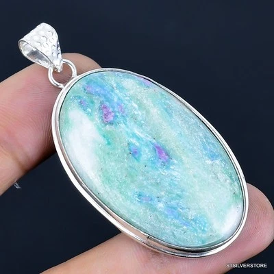 Ruby Fuchsite 925 Silver Plated Handmade Pendant of 2.25" - Image 1 of 3