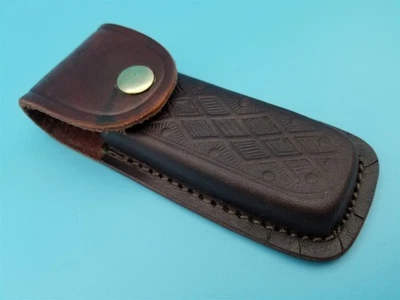 Cuchillo de Bolsillo Hoja Plegable Funda Diamante Estampado Cuero Marrón Para hasta 5"  Foto 1 de 4