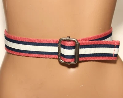 EXPRESS Rosa Correas y Azul/Blanco Cinta Cinturón Rodillo Hebilla TALLA L/XL - 45" Largo Foto 1 de 4