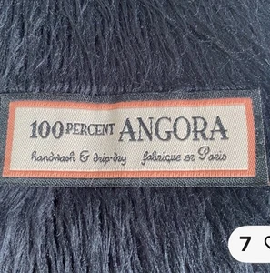 Bufanda 100% Por ciento Angora Conejo Negra Tejido Suave Hecha en París 8"x62" Sin Piel - Imagen 1 de 12