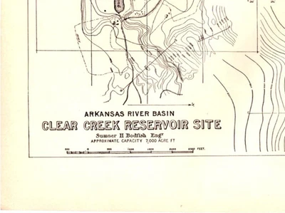 SITIO DEL DEPÓSITO DE CLEAR CREEK, COLORADO Antiguo mapa hidrográfico 1893 Foto 1 de 2