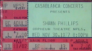 Shawn Phillips Orpheum Theatre Concert Ticket Stub Minneapolis Floor 11/30/1977 - Picture 1 of 2