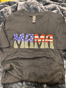 Mama Shirt Red White Blue 4th Of July Gift Mom Black T-Shirt Leopard Small - Picture 1 of 2